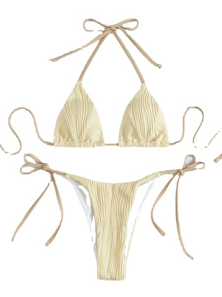 european and american stripe solid color bikini lace up ins style women's split swimsuit
european and american stripe solid color bikini lace up ins style women's split swimsuit