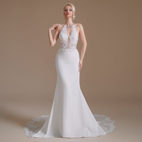 mermaid bridal wedding dress printed embossed design strapless backless slim ys00065, White
mermaid bridal wedding dress printed embossed design strapless backless slim ys00065, White