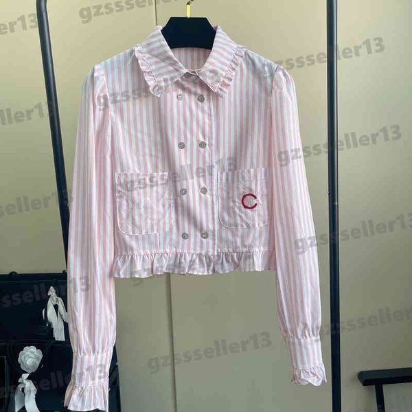luxury womens blouses 22ss autumn logo embroidery designer blouse fashion brand tdouble-breasted lapel ruched striped shirt women clothing, White
luxury womens blouses 22ss autumn logo embroidery designer blouse fashion brand tdouble-breasted lapel ruched striped shirt women clothing, White