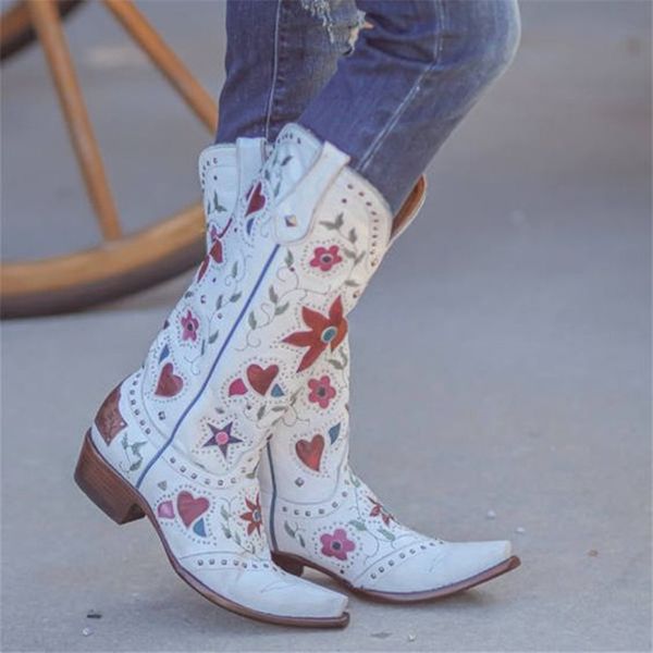 boots cowgirls cowboy heart floral mid calf boots women stacked heeled women embroidery work ridding western boots shoes big size 220831, Black
boots cowgirls cowboy heart floral mid calf boots women stacked heeled women embroidery work ridding western boots shoes big size 220831, Black