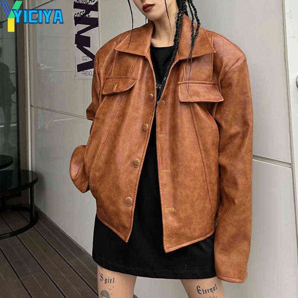 women's jackets yiciya bomber woman varsity jacket pu leather motorcycle jacket high street long sleeves women's winter coats 2022, Black;brown
women's jackets yiciya bomber woman varsity jacket pu leather motorcycle jacket high street long sleeves women's winter coats 2022, Black;brown