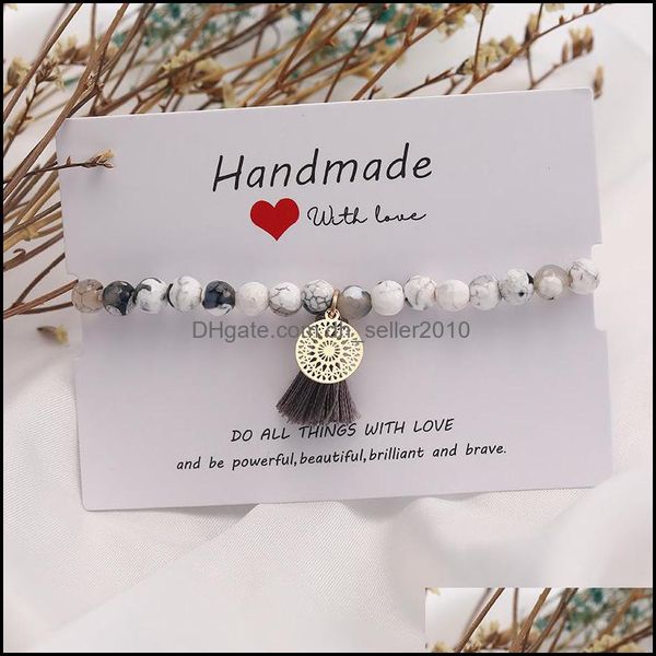 charm bracelets polyester tassel charms natural agate beads bracelets with card handmade elastic friendship bracelet for dhseller2010 dhru6, Golden;silver
charm bracelets polyester tassel charms natural agate beads bracelets with card handmade elastic friendship bracelet for dhseller2010 dhru6, Golden;silver