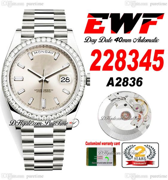 ewf day date 228345 a2836 automatic mens watch 40mm diamonds bezel silver baguette sundust dial presidential bracelet same serial card super, Slivery;brown
ewf day date 228345 a2836 automatic mens watch 40mm diamonds bezel silver baguette sundust dial presidential bracelet same serial card super, Slivery;brown