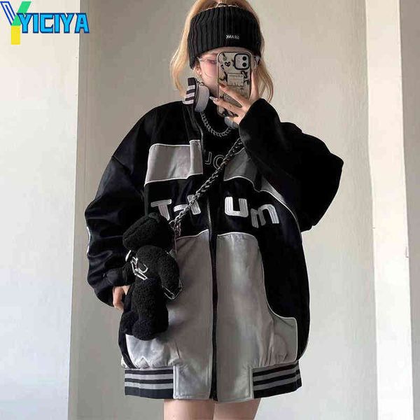 women's jackets yiciya black bomber woman varsity jacket contrast embroidered long sleeve baseball jacket fashion women's winter c, Black;brown
women's jackets yiciya black bomber woman varsity jacket contrast embroidered long sleeve baseball jacket fashion women's winter c, Black;brown