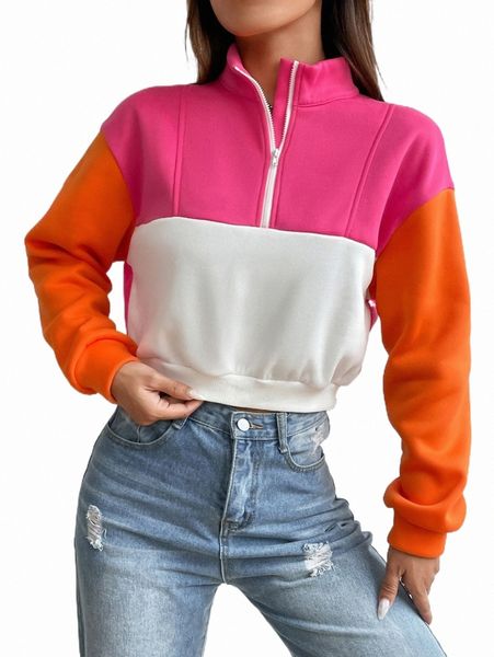 women's hoodies & sweatshirts colorblock half zip drop shoulder sweatshirt r7nk#, Black
women's hoodies & sweatshirts colorblock half zip drop shoulder sweatshirt r7nk#, Black