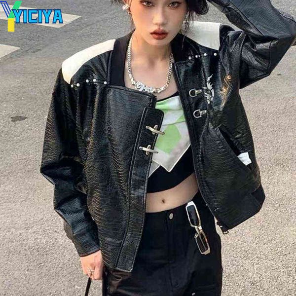 women's jackets yiciya bomber woman varsity jacket black panel leather jacket long sleeves fashion high street women's winter coat, Black;brown
women's jackets yiciya bomber woman varsity jacket black panel leather jacket long sleeves fashion high street women's winter coat, Black;brown