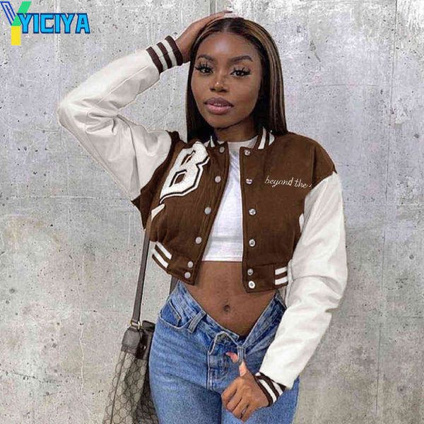 women's jackets autumn cropped baseball jacket for women long sleeve jacket women 2021 letter b print color patchwork short bomber jack, Black;brown
women's jackets autumn cropped baseball jacket for women long sleeve jacket women 2021 letter b print color patchwork short bomber jack, Black;brown