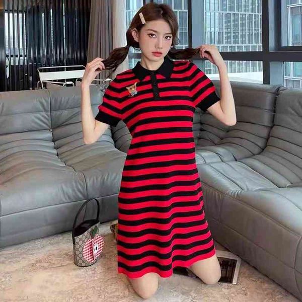 casual dresses dress summer cat embroidery contrast stripe knit polo collar short sleeve middle skirt ou05, Black;gray
casual dresses dress summer cat embroidery contrast stripe knit polo collar short sleeve middle skirt ou05, Black;gray