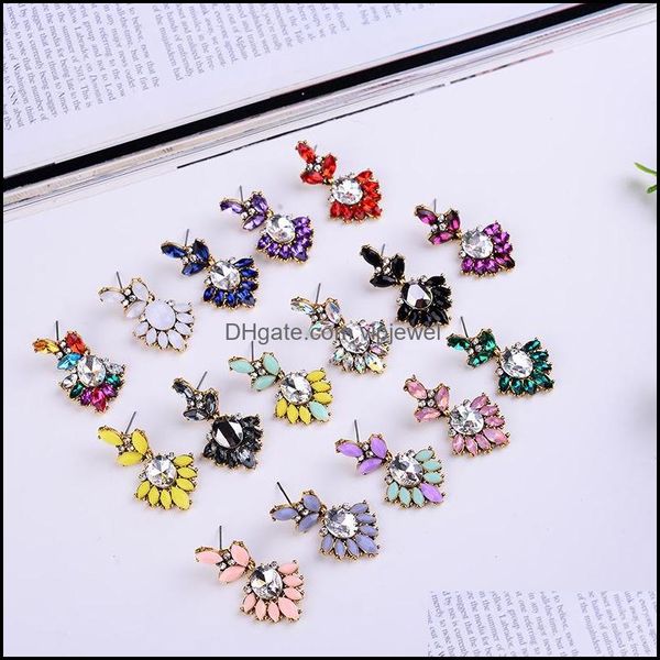 charm urope and america luxury fashion big brand accessories wholesale man-made diamond flower earrings ear stud grade w vipjewel dhafx, Golden