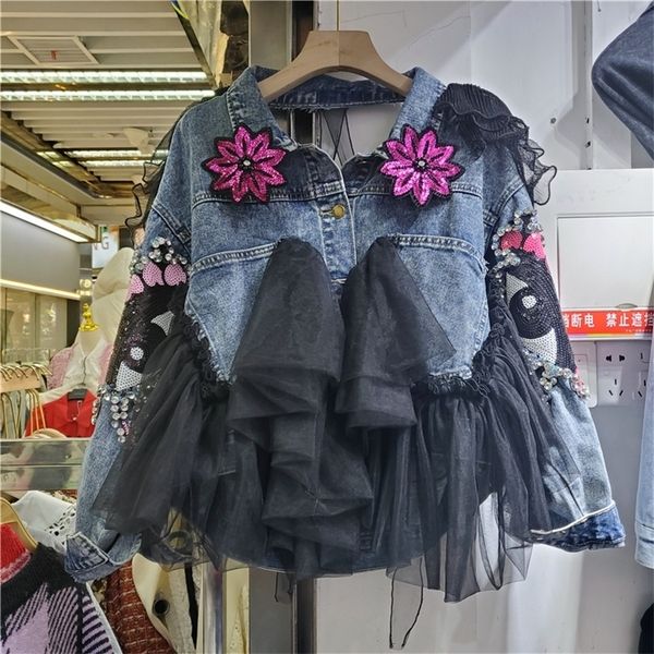 women's jackets fashion diamond mesh patchwork sequin flowers denim coat spring autumn casual lapel long sleeve jeans jacket chaqueta m, Black;brown
women's jackets fashion diamond mesh patchwork sequin flowers denim coat spring autumn casual lapel long sleeve jeans jacket chaqueta m, Black;brown