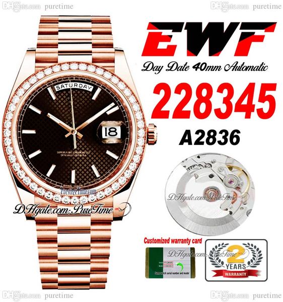 ewf day date 228345 a2836 automatic mens watch 40mm rose gold diamonds bezel brown baguette dial presidential bracelet same serial card supe, Slivery;brown
ewf day date 228345 a2836 automatic mens watch 40mm rose gold diamonds bezel brown baguette dial presidential bracelet same serial card supe, Slivery;brown