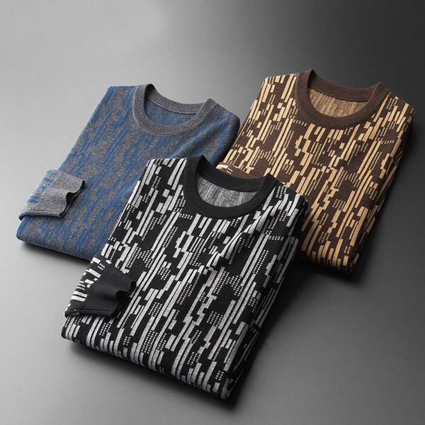 women's sweaters high-end brocade sweater men's autumn winter fashion leisure round neck knitted bottoming shirt personality brand, White;black
women's sweaters high-end brocade sweater men's autumn winter fashion leisure round neck knitted bottoming shirt personality brand, White;black