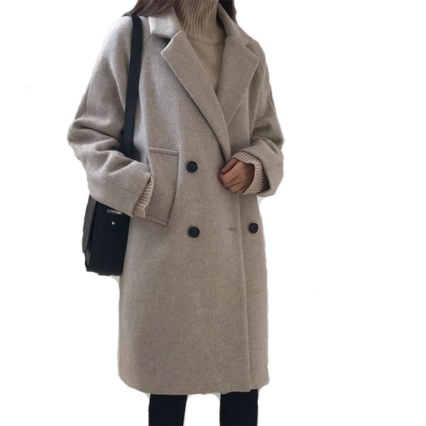 women's wool blends fashion long coat winter casaco feminino girl manteau femme clothes jacket 220831, Black
women's wool blends fashion long coat winter casaco feminino girl manteau femme clothes jacket 220831, Black