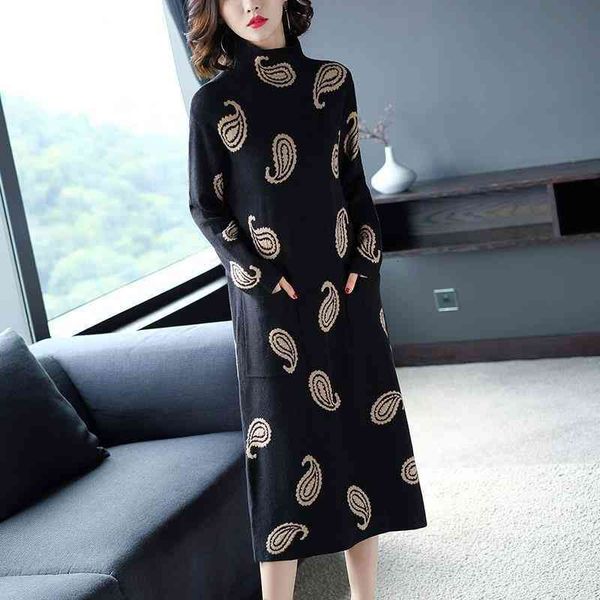 casual dresses mother's dress winter high collar long sleeve embroidered leaf medium length loose casual wool h5gp, Black;gray
casual dresses mother's dress winter high collar long sleeve embroidered leaf medium length loose casual wool h5gp, Black;gray