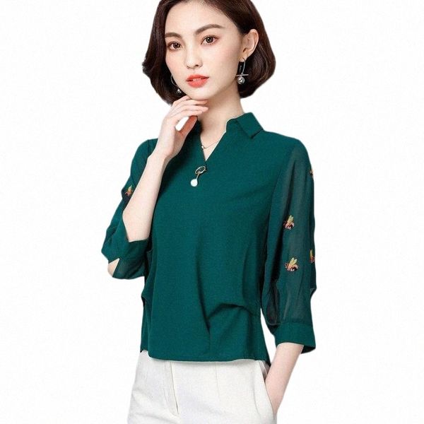 women's blouses & shirts s-4xl spring 2021 fashion embroidered chiffon shirt bat three quarter sleeve printed blouse v-neck shirts wome, White
women's blouses & shirts s-4xl spring 2021 fashion embroidered chiffon shirt bat three quarter sleeve printed blouse v-neck shirts wome, White
