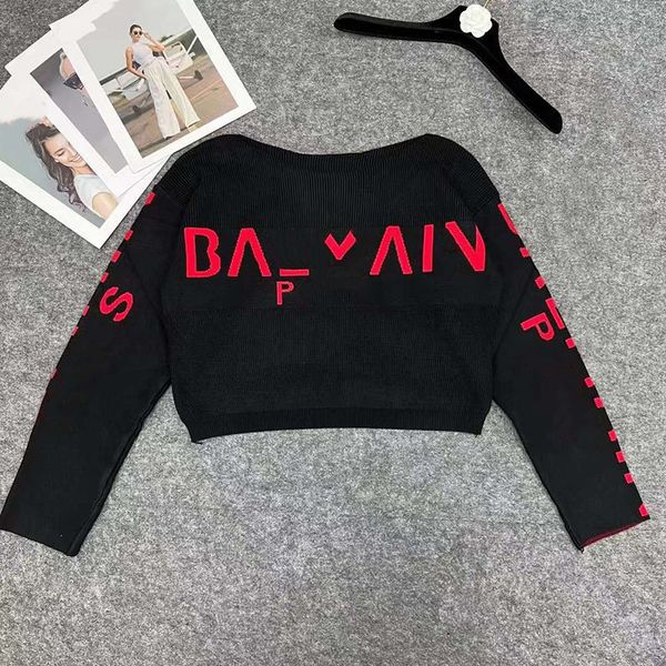 women sweaters straight shoulder pullover with letters knit shirt long sleeve white black blue
women sweaters straight shoulder pullover with letters knit shirt long sleeve white black blue