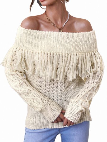 women's sweaters off shoulder fringe trim argyle pattern sweater 25uu#, White;black
women's sweaters off shoulder fringe trim argyle pattern sweater 25uu#, White;black