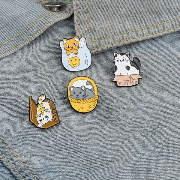 creative animal brooches 4pcs /set cat in box basket women badge pins jewelry gift bag accessories, Gray
creative animal brooches 4pcs /set cat in box basket women badge pins jewelry gift bag accessories, Gray