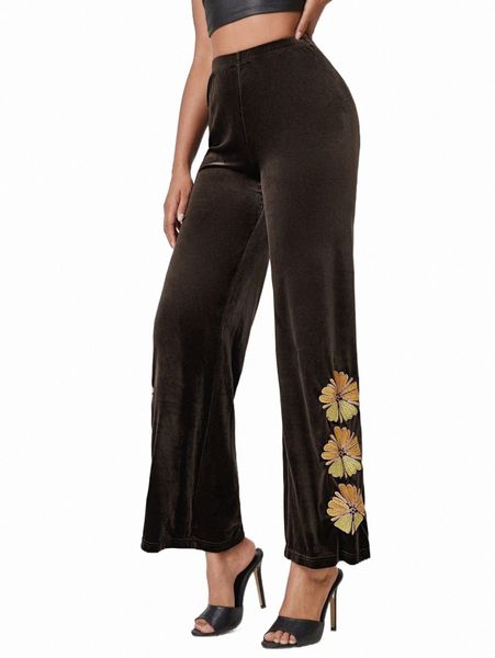 women's pants & capris x nympheria floral embroidery velvet pants 40xm#, Black;white
women's pants & capris x nympheria floral embroidery velvet pants 40xm#, Black;white