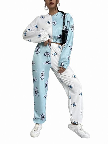 two piece dress eye print two tone drop shoulder crop hoodie & sweatpants 00p6#, White
two piece dress eye print two tone drop shoulder crop hoodie & sweatpants 00p6#, White