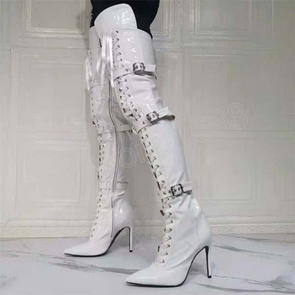 handmade women over the knee buckle boots stiletto heel pointed toe white night club shoes women size, Black
handmade women over the knee buckle boots stiletto heel pointed toe white night club shoes women size, Black