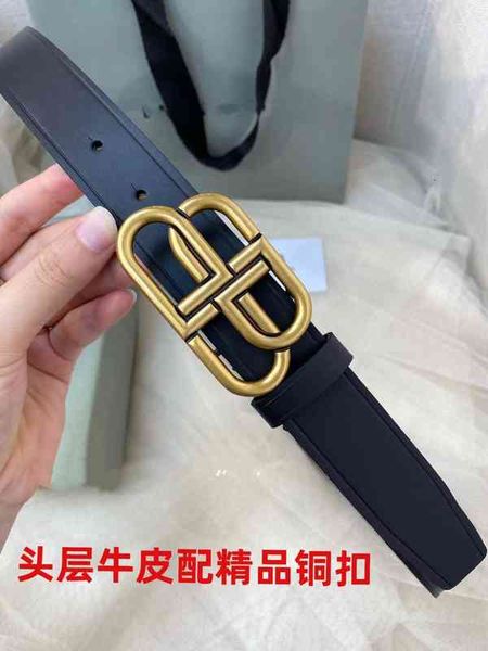 belts double sided layer cowhide paris b-buckle belt men's and women's universal fashion versatile leather ax65, Black;brown