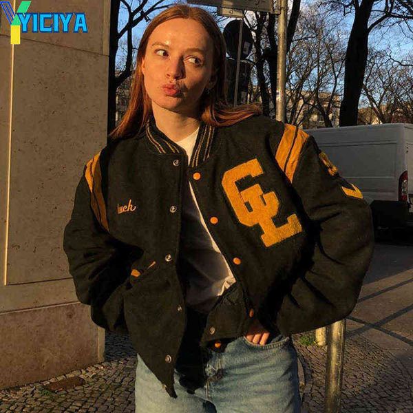 women's jackets vintage american baseball jacket women's fashion jacket embroidery patchwork korean 2021 oversize bomber varsity j, Black;brown
women's jackets vintage american baseball jacket women's fashion jacket embroidery patchwork korean 2021 oversize bomber varsity j, Black;brown