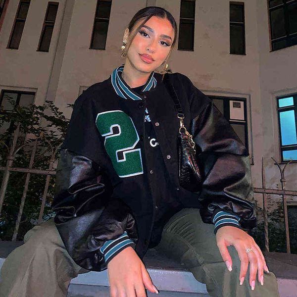 women's jackets lygens single-breasted pocket patchwork pu long sleeve varsity jacket coat loose fashion 2021 winter fall clothes stree, Black;brown
women's jackets lygens single-breasted pocket patchwork pu long sleeve varsity jacket coat loose fashion 2021 winter fall clothes stree, Black;brown