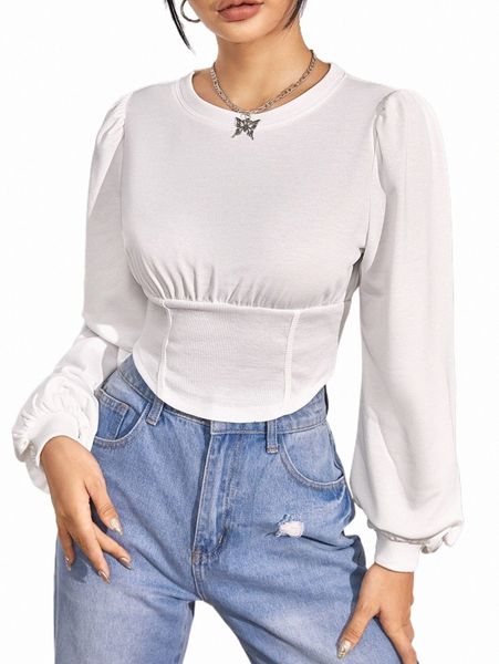 women's hoodies & sweatshirts bishop sleeve curved hem sweatshirt p84r#, Black 
women's hoodies & sweatshirts bishop sleeve curved hem sweatshirt p84r#, Black
