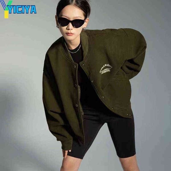 women's jackets yiciya bomber woman varsity jacket dark green american style baseball jacket long sleeve oversize female coat winter 20, Black;brown
women's jackets yiciya bomber woman varsity jacket dark green american style baseball jacket long sleeve oversize female coat winter 20, Black;brown