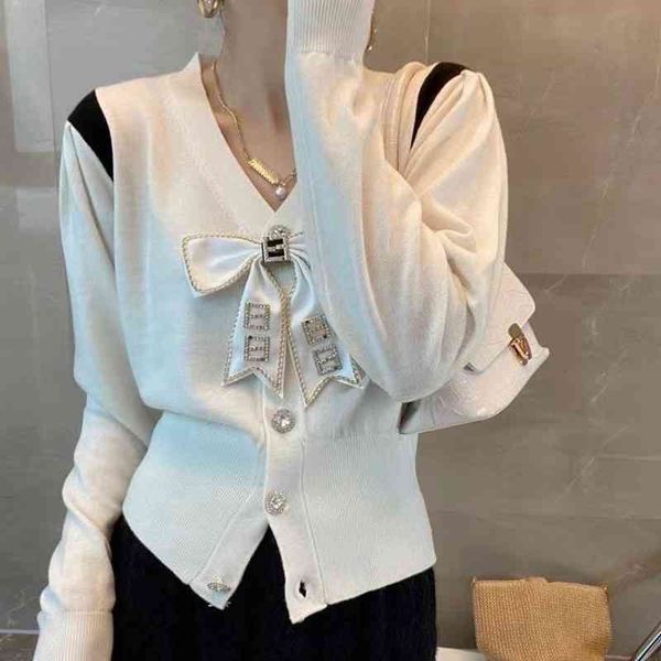 women's sweaters sweater autumn contrast color long sleeve studded bow v-neck slim sweet princess gys7, White;black
women's sweaters sweater autumn contrast color long sleeve studded bow v-neck slim sweet princess gys7, White;black