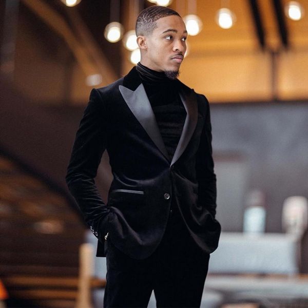 velvet mens suits slim fit groomsmen wedding tuxedos 2 pieces sets black peaked lapel blazers formal suit with jacket and pants, Black;gray
velvet mens suits slim fit groomsmen wedding tuxedos 2 pieces sets black peaked lapel blazers formal suit with jacket and pants, Black;gray
