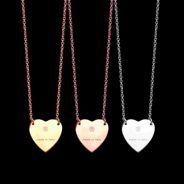 never fading stainless steel simple heart pendant necklaces 3 colors gold plated classic style logo printed women designer jewelry243f, Silver
never fading stainless steel simple heart pendant necklaces 3 colors gold plated classic style logo printed women designer jewelry243f, Silver
