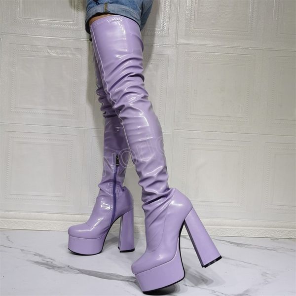 women platform boots thigh high purple feminino thick heels man female ladies shoes botas large size, Black
women platform boots thigh high purple feminino thick heels man female ladies shoes botas large size, Black