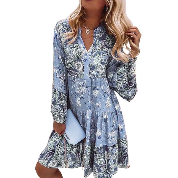 spring ruffle women party dress loose veck n beach pullover dress 2022 casual elegant retro floral print flare sleeve mini dresses, Black;gray
spring ruffle women party dress loose veck n beach pullover dress 2022 casual elegant retro floral print flare sleeve mini dresses, Black;gray