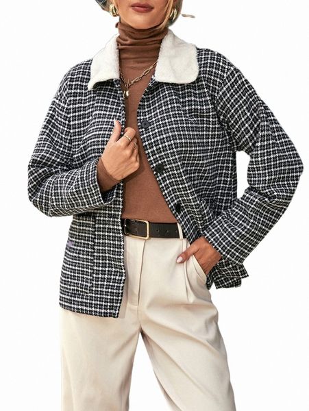 women's down & parkas houndstooth single breasted borg collar drop shoulder overcoat c4d4#, Black
women's down & parkas houndstooth single breasted borg collar drop shoulder overcoat c4d4#, Black