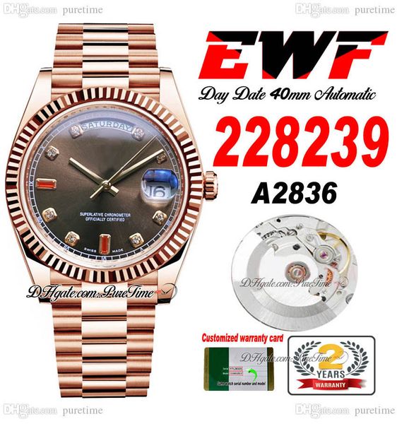 ewf day date 228235 a2836 automatic mens watch 40 rose gold fluted brown coros baguette diamond dial presidential bracelet same serial card, Slivery;brown
ewf day date 228235 a2836 automatic mens watch 40 rose gold fluted brown coros baguette diamond dial presidential bracelet same serial card, Slivery;brown