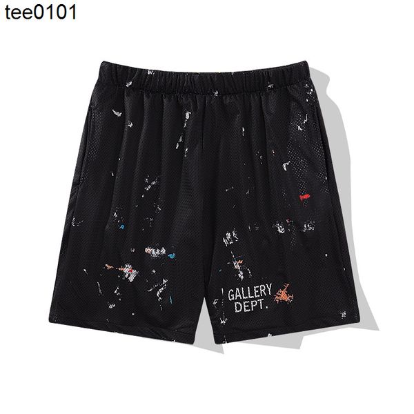 2022 spring and summer shorts galery dept paint splash mesh hole beach pants men's casual 5-point shorts, White;black
2022 spring and summer shorts galery dept paint splash mesh hole beach pants men's casual 5-point shorts, White;black