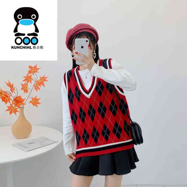 women's knits tees autumn knitted vest loose and versatile sweater diamond lattice v-neck academic wear out o35o, White
women's knits tees autumn knitted vest loose and versatile sweater diamond lattice v-neck academic wear out o35o, White