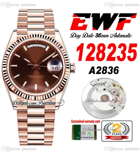 ewf day date 128235 a2836 automatic watch mens ladies 36 rose gold brown stick dial presidential bracelet same serial card super edition pur, Slivery;brown
ewf day date 128235 a2836 automatic watch mens ladies 36 rose gold brown stick dial presidential bracelet same serial card super edition pur, Slivery;brown