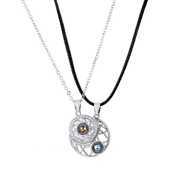 s3179 fashion jewelry couple necklace set for man woman moon 100 language lovers magnetic pendant necklaces, Silver
s3179 fashion jewelry couple necklace set for man woman moon 100 language lovers magnetic pendant necklaces, Silver