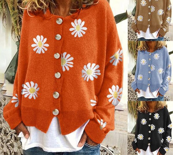 2022 autumn winter new knitted floral print sweaters women o neck harajuku cardigan coat ladies casual loose button outwear, White;black
2022 autumn winter new knitted floral print sweaters women o neck harajuku cardigan coat ladies casual loose button outwear, White;black