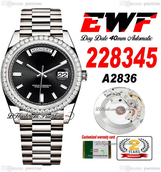 ewf day date 228345 a2836 automatic mens watch 40mm diamonds bezel black textured stick dial presidential bracelet same serial card super ed, Slivery;brown
ewf day date 228345 a2836 automatic mens watch 40mm diamonds bezel black textured stick dial presidential bracelet same serial card super ed, Slivery;brown