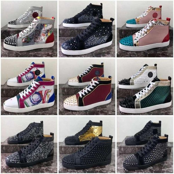 red bottomed christians fashion shoes studded spikes flat designer sneakers for men women low cut suede glitter party lovers wedding ge ldw, Black
red bottomed christians fashion shoes studded spikes flat designer sneakers for men women low cut suede glitter party lovers wedding ge ldw, Black