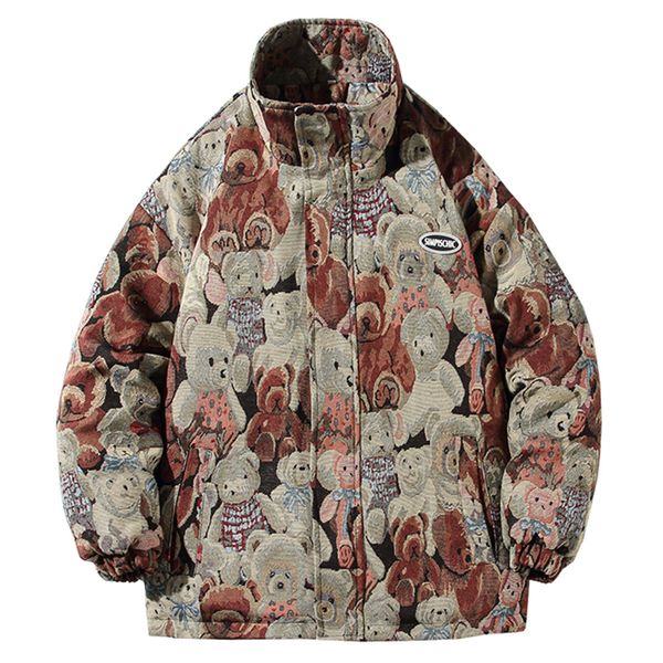 men's down parkas autumn winter little bear pattern parka cotton padded coat men fashion korean street thick jacket clothing male plus, Black
men's down parkas autumn winter little bear pattern parka cotton padded coat men fashion korean street thick jacket clothing male plus, Black