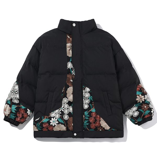 men's down parkas winter flower embroidery cotton padded jacket men clothing bubble coat fashion korean street causal baggy parka male, Black
men's down parkas winter flower embroidery cotton padded jacket men clothing bubble coat fashion korean street causal baggy parka male, Black