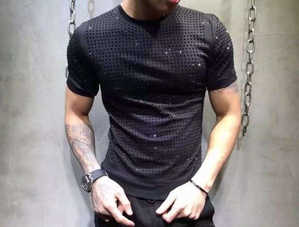 men's t-shirts men 2018 summer new drilling slim fit tee rivet full drill male short sleeved tshirt personality t221130, White;black
men's t-shirts men 2018 summer new drilling slim fit tee rivet full drill male short sleeved tshirt personality t221130, White;black