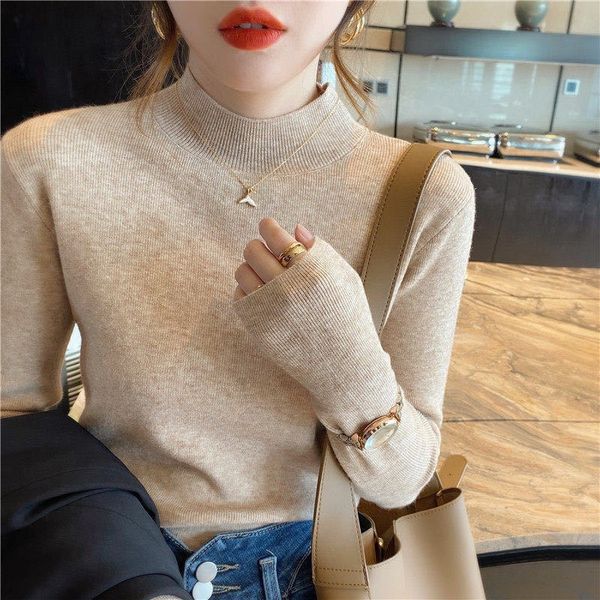 women's sweaters mock neck autumn winter korean slim pullover basic casual soft knit sweater warm jumper 221201, White;black
women's sweaters mock neck autumn winter korean slim pullover basic casual soft knit sweater warm jumper 221201, White;black