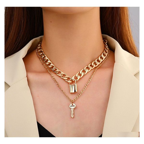 pendant necklaces fashion jewelry double layer thick chain necklace retro punk lock key geometric sweater choker necklaces drop deli dhqoa, Silver
pendant necklaces fashion jewelry double layer thick chain necklace retro punk lock key geometric sweater choker necklaces drop deli dhqoa, Silver