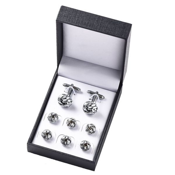 cuff links mens twist knot links studs set in gift box tie clasp shirts clip match for business wedding formal suit 221130, Silver
cuff links mens twist knot links studs set in gift box tie clasp shirts clip match for business wedding formal suit 221130, Silver